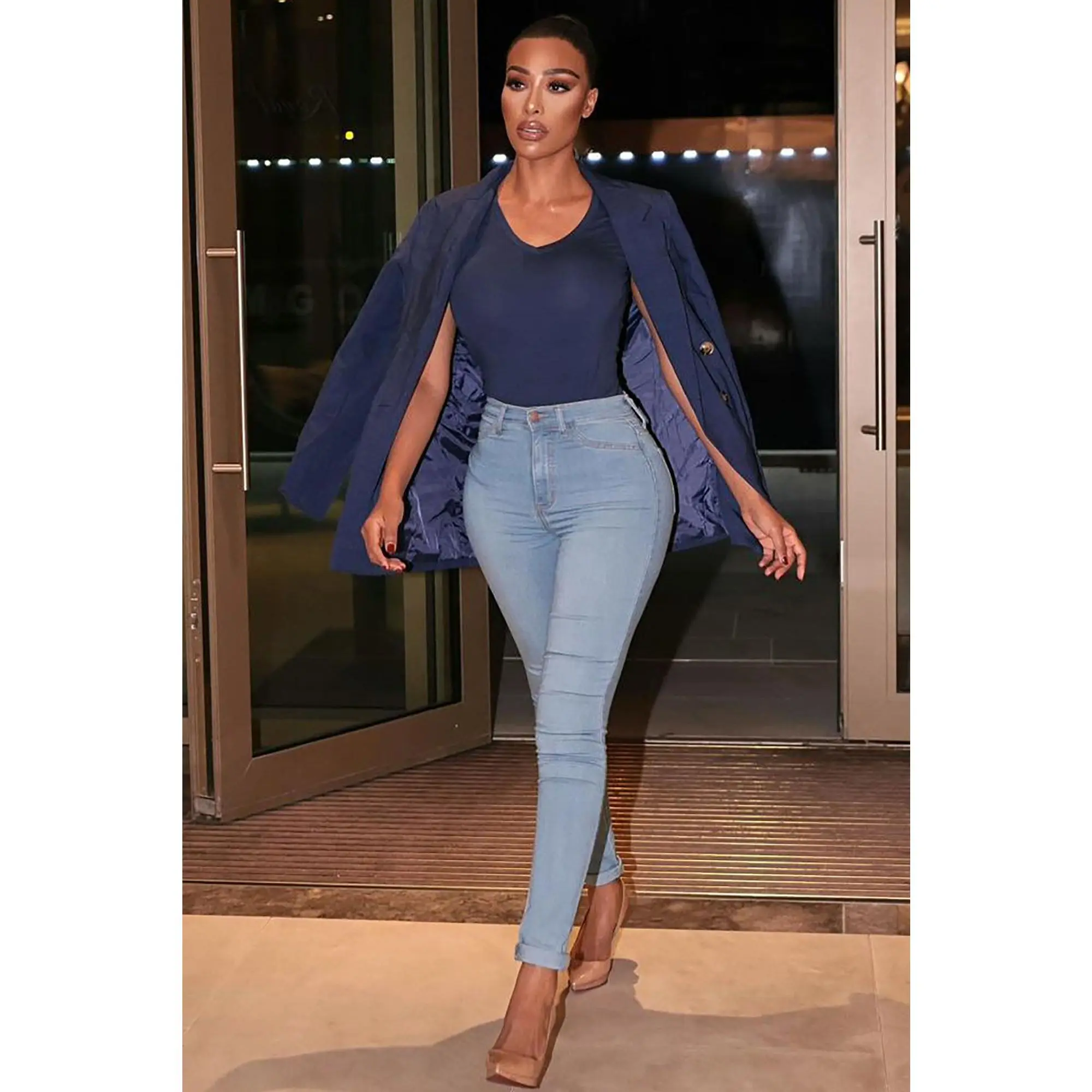 Classic High Waist Skinny Jeans - Light Blue Wash