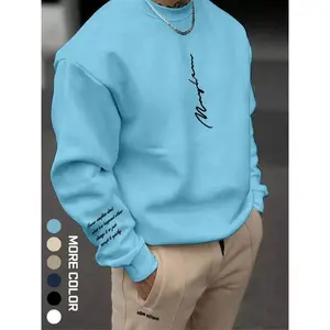 Men's Casual College Style Letter Print Sweatshirt Going Out Vintage Crew Neck Black Graphic Long Sleeve Sweatshirt, For Friends, Husband, Boyfriend Gifts TikTokShopBlackFriday TikTokShopCyberMonday