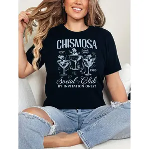Chismosa Social Club Tee Latina Chic Humorous Tshirt Mexican Fashion Gift For Women Holiday Parties And Casual Wear