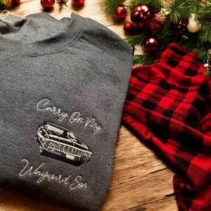 Carry On Embroidered Sweatshirt, Unisex Sweatshirt, Dean Winchester,Supernatural Gift, Womens Supernatural, Supernatural merch, Fall Sweater