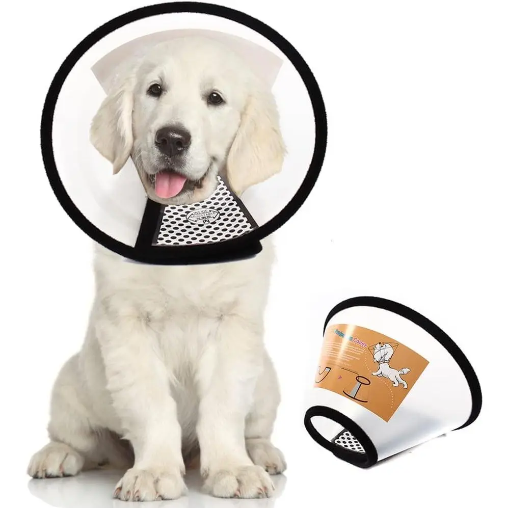 Plastic Pet Recovery Collars & Cones for Dogs and Cats After Surgery Adjustable Dog Neck Cone Surgical Elizabeth E-Collar Prevent Biting and Stop Licking Wound (S)