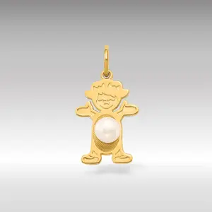 14K Gold Girl June Birthstone Pearl Pendant