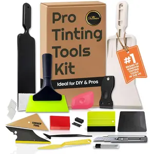 Window Tint Kit Vinyl Wrap Tool for Car Tinting Windshield Back Window Squeegee Scrubber Paddle Rubber for Car Wrapping Film Installation Auto Tint Pro Set