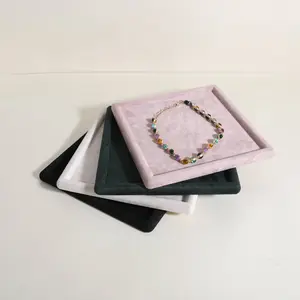 GemeShou Jewelry storage organizer plate, Square velvet Jewerly display tray, Empty Jewelry showcase tray for Necklace Bracelet Ring Earring display stand holder