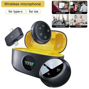 2-Piece Wireless Lavalier Microphone Set, Compatible with iOS & Android, Includes Adapter, Noise-Canceling Mic for Youtube, Vlogging, Live Streaming