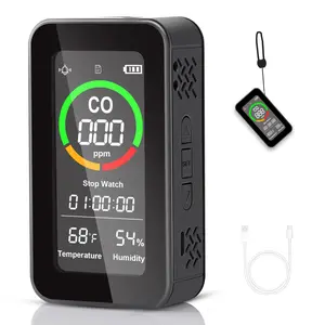 Portable Carbon Monoxide Detector, Rechargeable 5-in-1 Travel CO Detector with Audible & Visual Alerts 144HR Standby, for Home, Car & Tent, High Lumen Flashlight for Travel & Camping