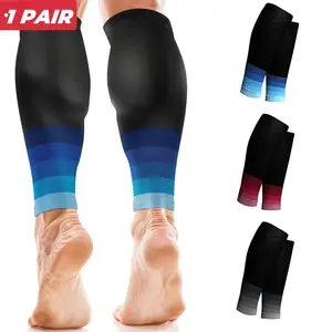 1 Pair Calf Compression Sleeves Running - Elastic with Arch Support, Shin Splint & Varicose Vein Relief, Fatigue Reduction
