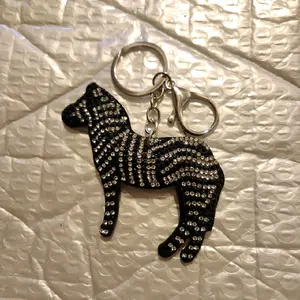 Zebra Keychain with Rhinestones, Black and White Design, Silver Keychain, Decorative Accessory