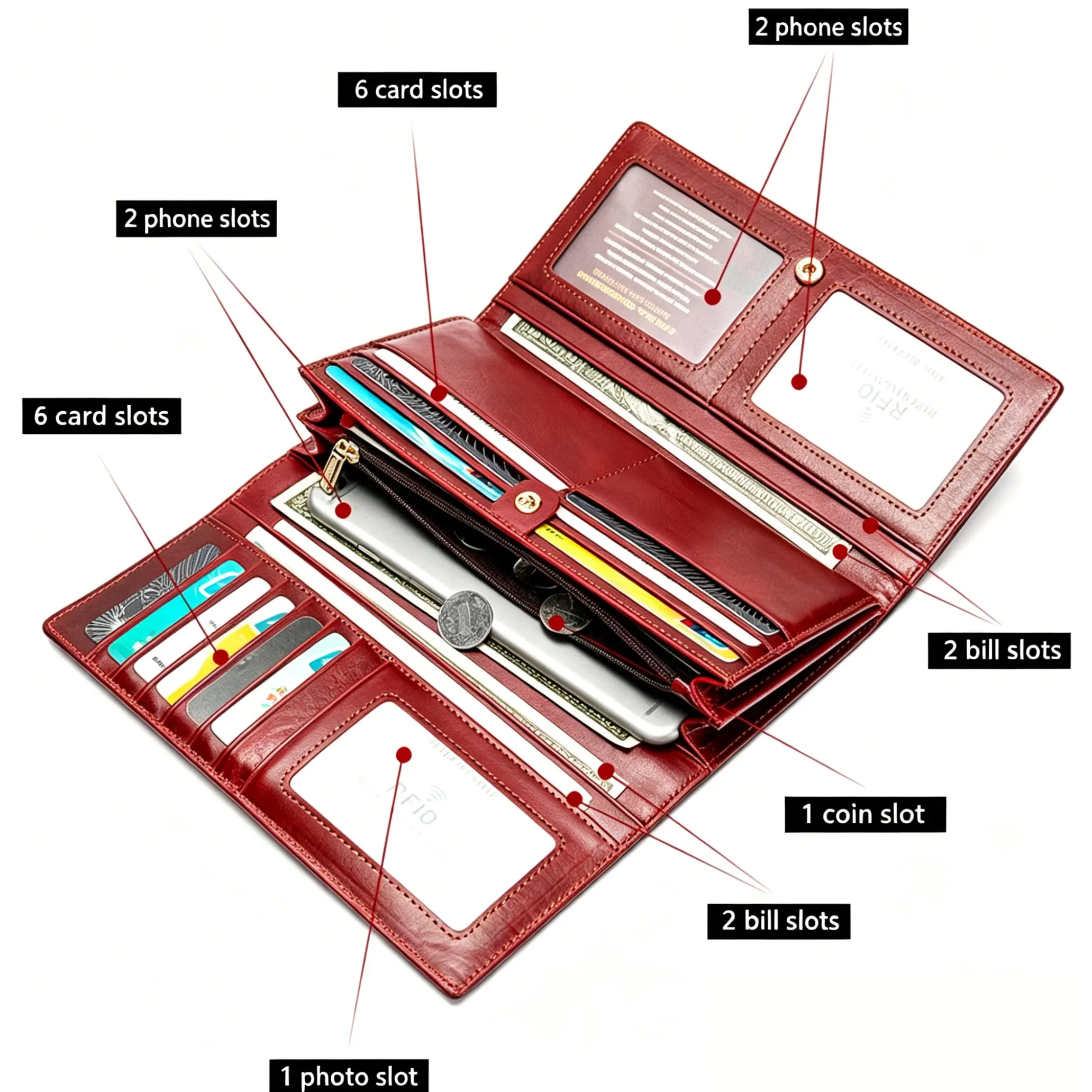 Anti-magnetic RFID Women's Wallet, Mid-length Vintage Women's Wallet, Tri-fold Clutch Coin Purse