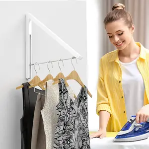 Drying Rack Wall Mounted Clothes Hanger Folding Wall Coat Racks Aluminum Home Storage Organiser Space Savers Laundry Installation Light Traditional