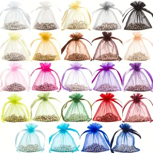 100pcs Colorful Mix Size Party Favors Gifts Bags, Party Gift Packs, High-Quality Sheer Organza Fabric Ideal for Jewellery & Weddings, Wedding Party Packaging, Versatile Use for Festive Occasions