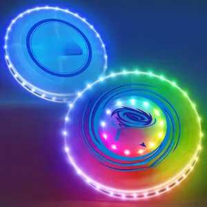 Children's glowing frisbee, rechargeable frisbee equipped with 45 LED lights, 14 lighting modes (10inch) and built-in battery frisbee (7.8inch), the night glow is suitable for beach/camping/outdoor sports