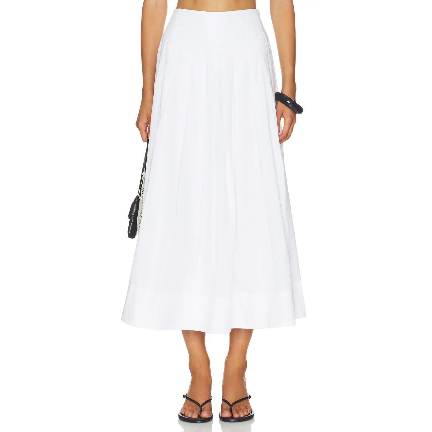 ALIGNE Julie Pleated Poplin Skirt in White