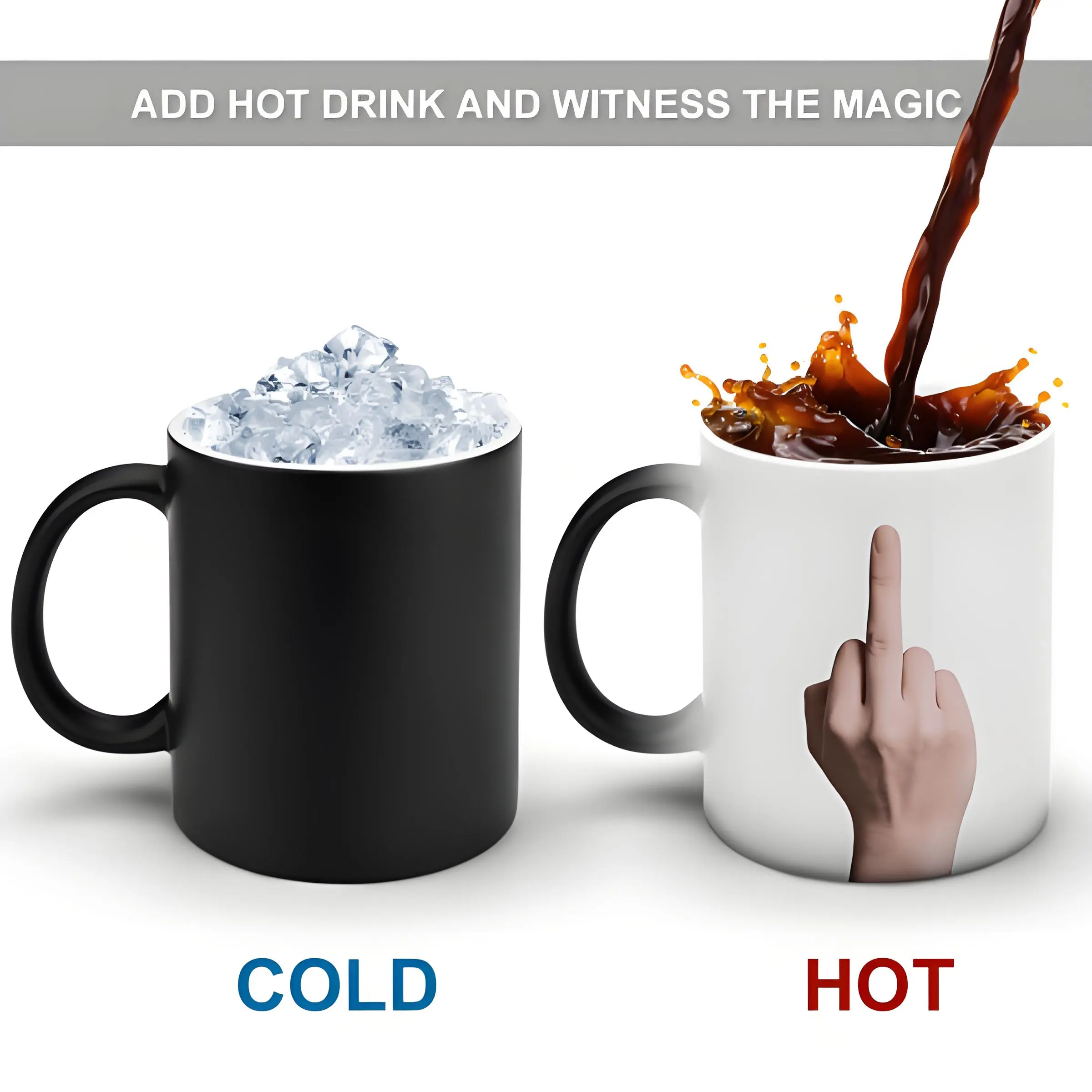 Magic Mug Color Changes with Hot Water Heat Sensitive Coffee Mug, Perfect Father’s Day , Birthday Ceramic Coffee Mug Funny  for Women Men Boss Coworkers Friend Retirement  Stylish summerwins Washable humorous gift