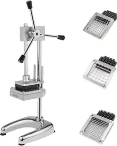 ROVSUN Upgraded Patented Commercial Vegetable Chopper French Fry Cutter with 3 Sizes Blades, Rudder Stock Lever, Suction Feet, Potato Slicer Fruit Chopper Stainless Steel for Restaurants Home Kitchen