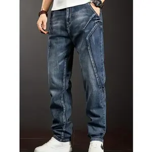 Men's Retro Baggy Wide-Leg Denim Jeans - Vintage Washed Black Heavyweight Streetwear, Natural Relaxed Fit, Roomy Non-Customized Baggy Pants, Cotton Fabric for Hoodies, Sneakers Pairing