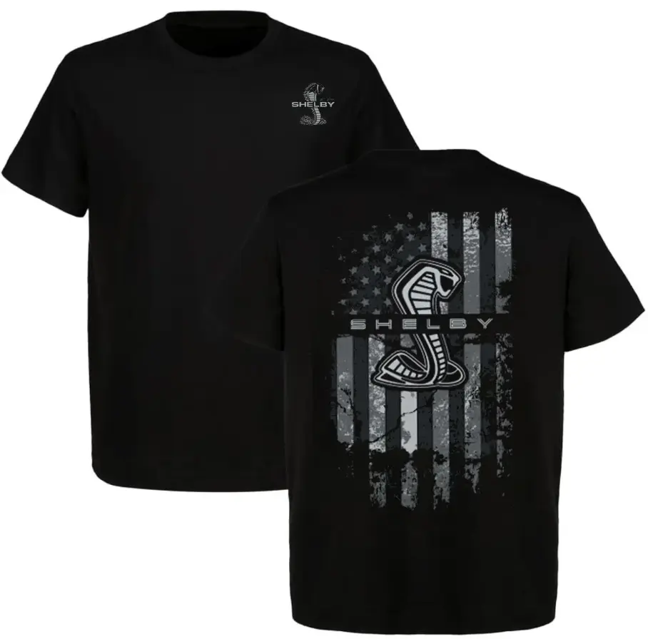 Ford Shelby Cobra T-Shirt, American Muscle Car Flag Snake Logo Tshirt,Gift For Truck & Car Lover, Full Size, Full Color