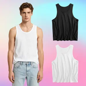 3-Pack Men's Premium Sleeveless Tank Top | Soft Breathable High-Stretch Polyester Vest Multipack | Summer Casual Round Neck Slim Fit Basic Undershirt | Performance Activewear for Gym Running | Classic Black & White Daily Essentials