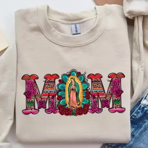 Mexican Mom Shirt and Sweatshirt with Virgen de Guadalupe | , Mother's Day Sweatshirt, Mexican Heritage Shirt, Latin Culture Mom Sweatshirt