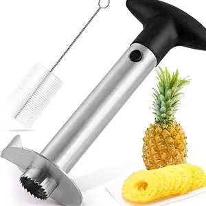 Pineapple Corer and Slicer Tool, Stainless Steel Pineapple Core Remover Tool, Stainless Steel Pineapple Cutter for Home Kitchen with Sharp Blade for Diced Fruit Rings Plastic Utensils