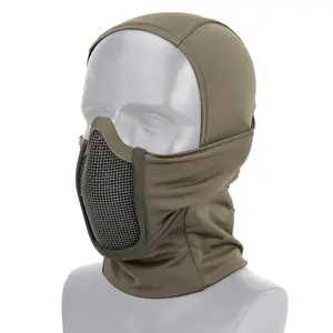 Tactical Full Face Steel Mesh Mask polyester Balaclava Hunting CS Mask Cycling Protective Liner Cap