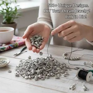 500 Pcs Silver Bracelet Spacer Beads Bulk Random Styles Loose Metal Charm for Necklace Earring Making DIY Jewelry Accessories Various Shapes and Sizes for Creative Crafts