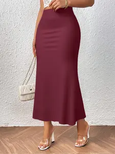 Women's High Waist Basic Plain Skirt, Slim-Fitting Design, Soft and Versatile, Perfect for Daily Light Gatherings and Casual Scenes