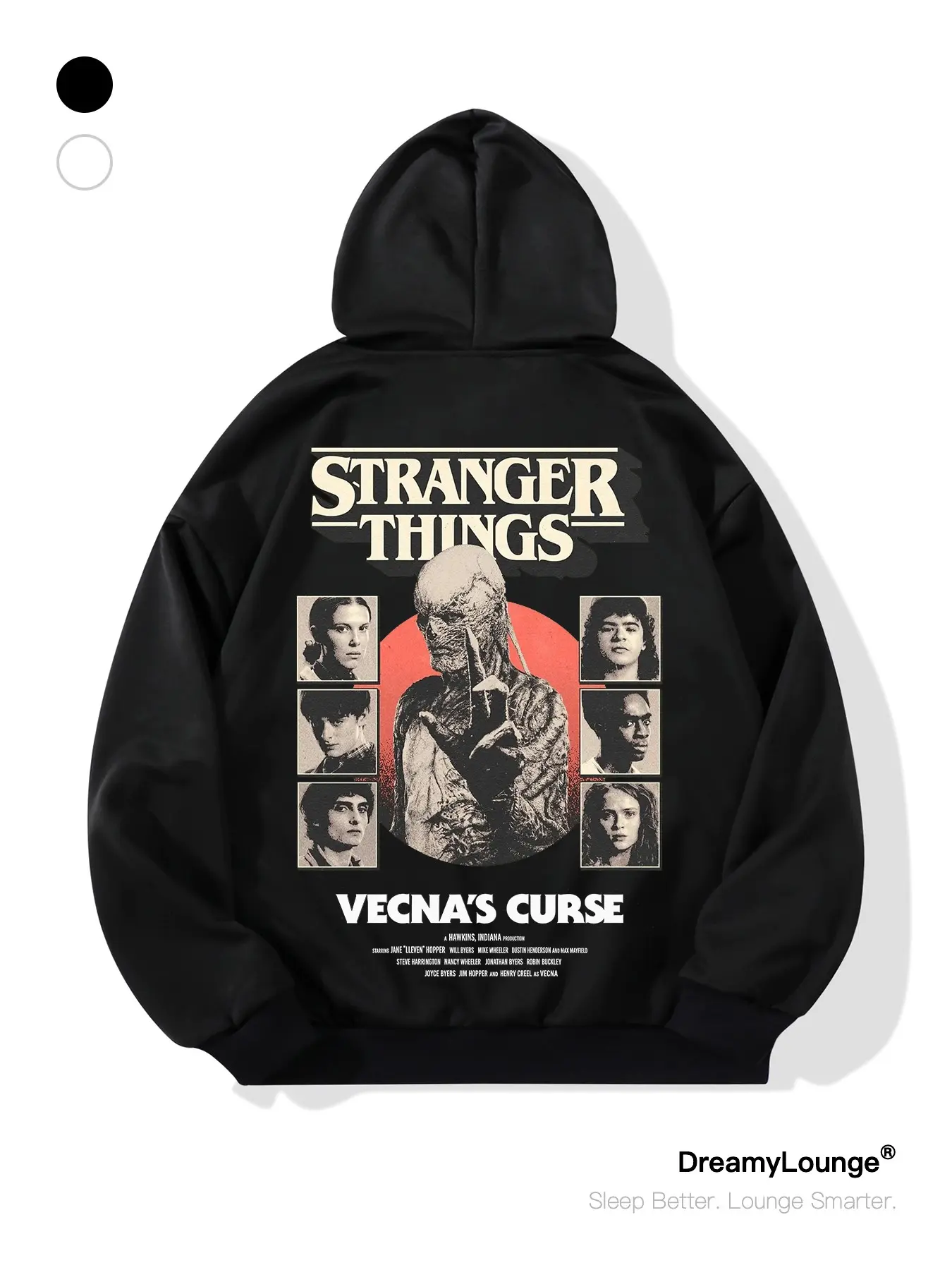 Stranger Things Villain & Hero Print Loose Hoodie with Pockets 