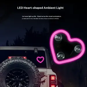 Solar car heart ambient light, wire free window triangular lamp installation, dual power supply, romantic car neon lights, LED ambient light, car decorative light, car ambient lighting