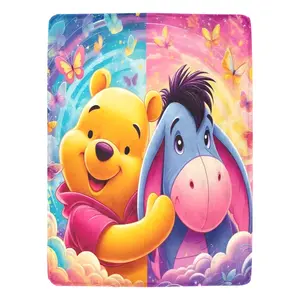 DISNEY CLASSIC Winnie The Pooh & Eeyore Flannel Throw Blanket - Ultra-Soft All-Season Decorative Bedding with Vibrant Cartoon Print, Durable Easy-Care Multi-Functional Blanket for Home Decor