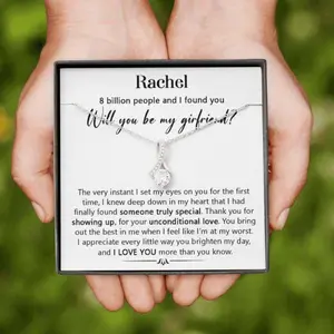 Girlfriend Necklace, Will You Be My Girlfriend Necklace, Girlfriend Proposal Gifts Ideas, Future Girlfriend Gift, Proposal Gift For My Girlfriend, trendy jewelry, romantic gift, layered styles, meaningful designs, fashion accessories.