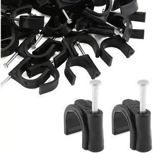 100 count Half Clamps J-Hook with , 1/2 & 3/4 Inch Black Pex Support Holder for Tubing Pipe Fixing Wire 12mm & 20 mm