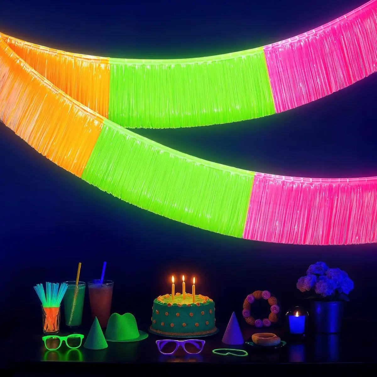 Neon Orange, Green and Hot Pink