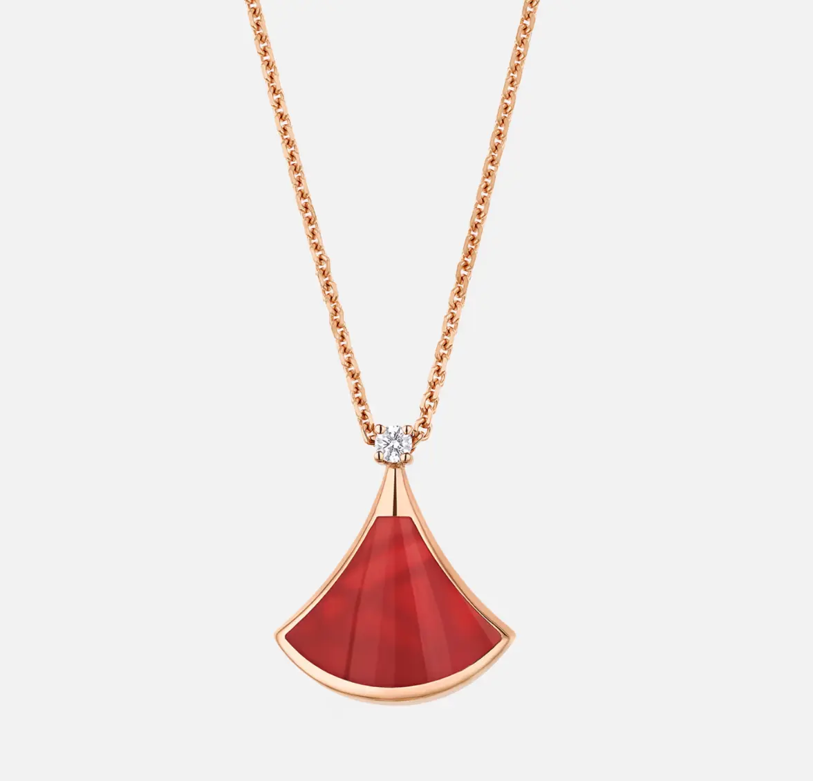 Pre-owned Bvlgari divas' dream Red Carnelian 18kt rose gold necklace，full set