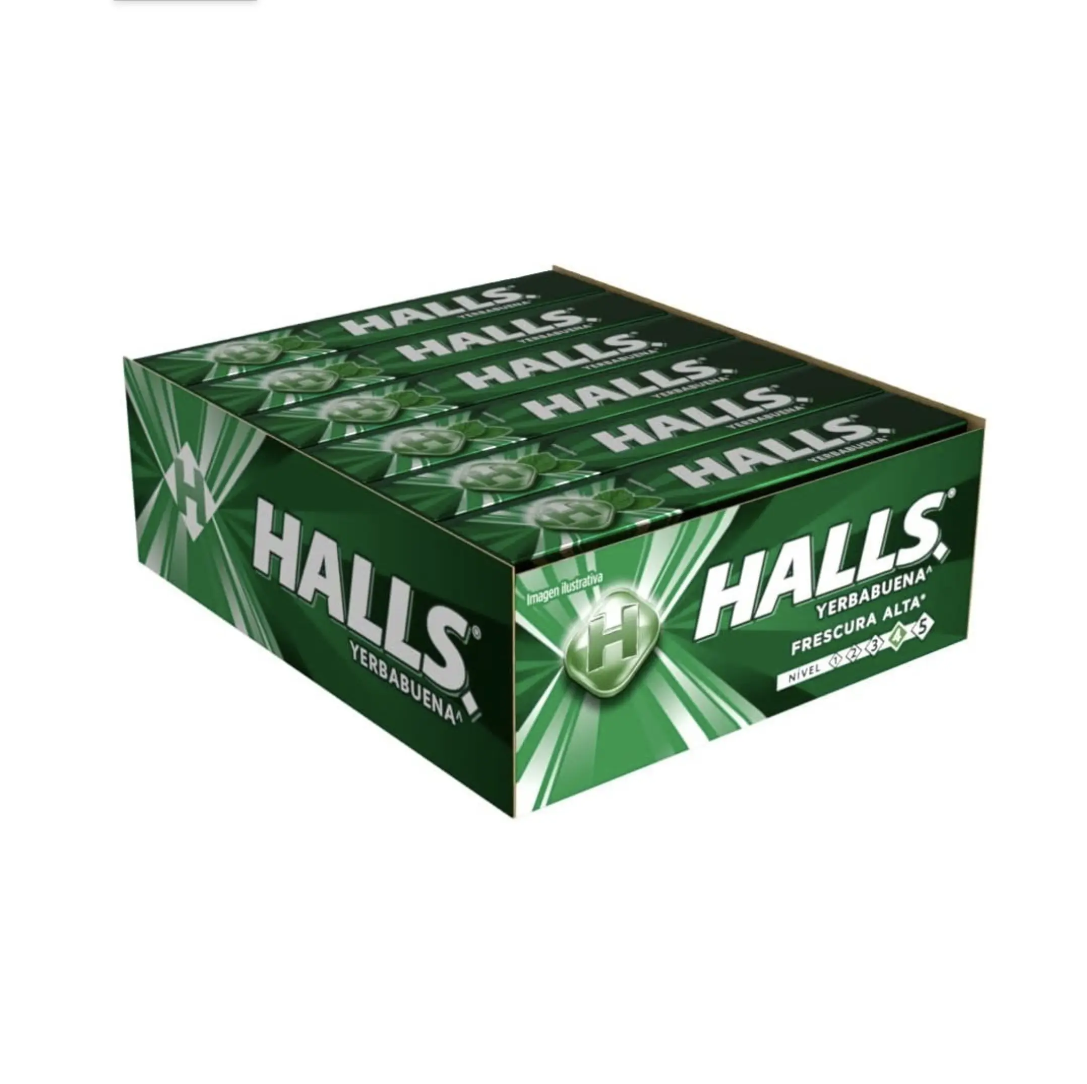 Mexican Halls Yerbabuena Flavor (12 pack) Original Classic Edition version mexicana 12 individually Sealed Packs with 9 pieces hard candy dulce macizo
