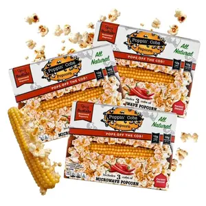 Poppin’ Cobs 3 Pack Spicy Buffalo Microwave Popcorn - Healthy Crunchy Snack that Pops right off the cob! (3) Three Pack Crispy Snack - good source of Fiber and Protein