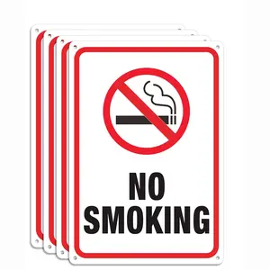 No Smoking Sign, 4 Pack, Reflective Metal No Smoking Signs - 8x12 Inches, Durable Aluminum, UV Printed, Easy Installation, Indoor & Outdoor Use