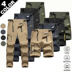 Viral 2 in 1 Detachable Hiking Pants for Men! Quick Dry Waterproof Outdoor Trousers with Removable Legs, Breathable Stretchy Fabric, Multi-Pocket Tactical Design, Adjustable Waist for Hiking Camping Fishing Travel, Lightweight Casual Athletic Pants