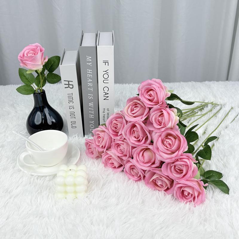 YBLIOUKE 10/20/50 pcs Artificial Rose Howers LongStem Fake Silk Roses for DIY WeddingBouquet Table Centerpiece HomeDecor  Realistic Faux Flowers for Decoration, Suitable for Valentine’s Day, Mother’s Day, Halloween, Christmas, Floral Arrangements