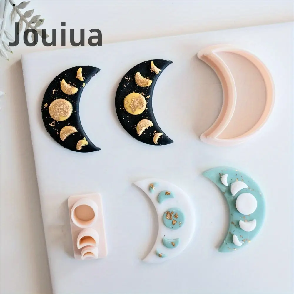 2pcs Moon Shape Geometric Polymer Clay Cutters for Jewelry Making and Clay Earrings Crafting - Basic Polymer Clay Cutters Mold Jewelry Making Supplies
