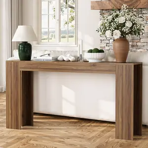 63 in Farmhouse Wood Console Table with Rectangular Tabletop, Narrow Long Indoor Furniture for Entryway Foyer, Easy Assembly Walnut Hall Table