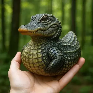 Handmade Crocodile Duck Resin Craft Statue, Animal Series Ornament, Halloween Christmas Decor Gift, Home Window Office Desk Garden Decoration, Handcrafted
