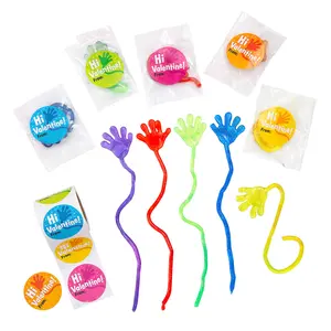 8 1/4" Bulk Glitter Sticky Hand Valentine Exchanges with Stickers for 72
