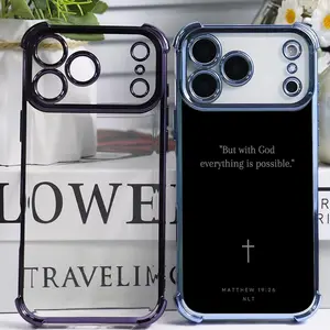1PC Matthew 19:26 Bible Verse 4-Corner Airbag Phone Cases for Apple iPhone 17 Pro Max 16 15 14 13 12 11 Pro Plus Air |   Military Shockproof Protection | Unisex | Suitable as a Holiday Gift.