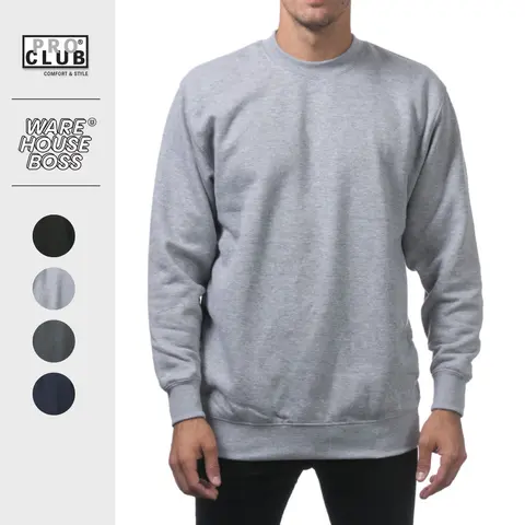 PROCLUB Men's Heavyweight Crewneck Sweatshirts PRO CLUB Sweater Fleece Pullover Crewneck Sweaters Comfortable Casual Fleece Shirts Hip Hop Harem Relaxed Fit Classic