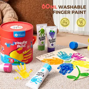 Jar Melo Washable Finger Paints for Toddlers, Large Capacity (2.1fl oz), Non Toxic Baby Paint for Hand and Feet, Safe Art Supplies Colorful Play Fun Easter Gifts