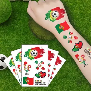 5 PCS Set Portuguese Flag Football Temporary Tattoos, Waterproof Fan Face Stickers, Sports Event Party Body Decorations, Facial Arm Use