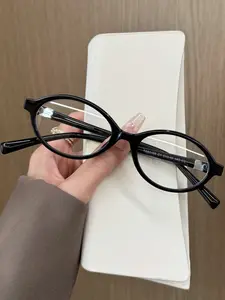 Women’s Elegant Oval Eyeglass Frames, Retro Minimalist Small Frame, Lightweight Comfortable Fit, Solid Color Stylish Eyewear, Trendy Frames for All Seasons, Office, Street Style & Events