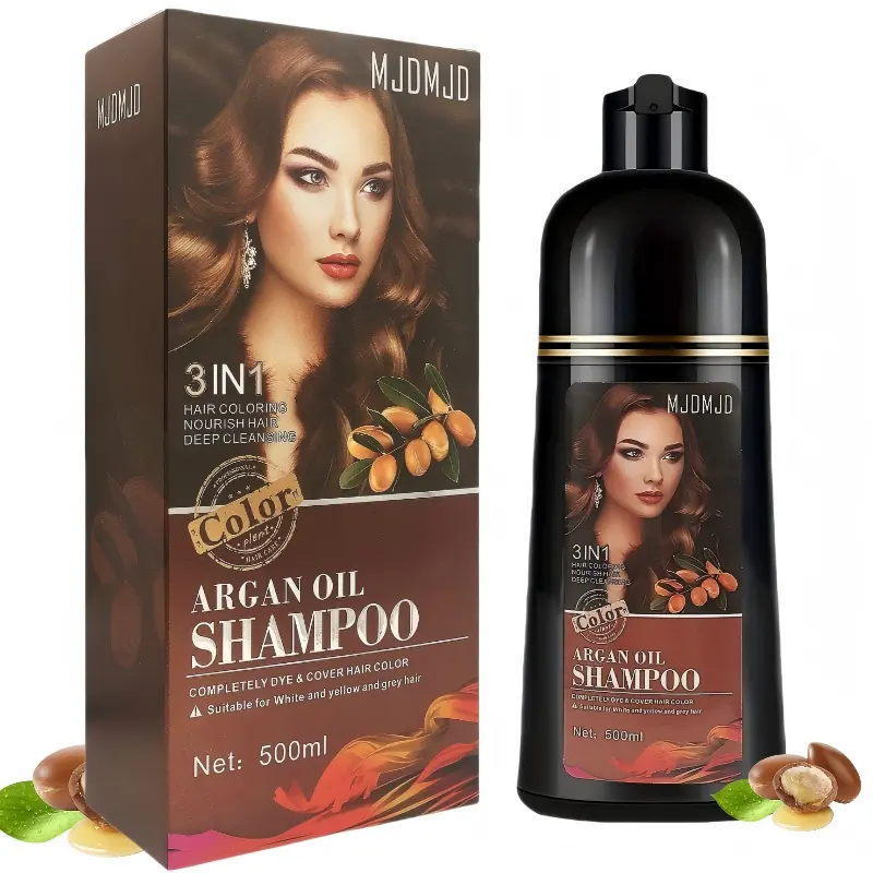 3-in-1 Women's Hair Dye Shampoo - Black Dry, Argan Oil & Keratin, No Stain, Anti-Hair Loss, Moisturizing, Breakage Repair, Haircare Conditioner Cleanser hydrate hair Black Hair Dye Shampoo,Ideal for Men & Women,500ml