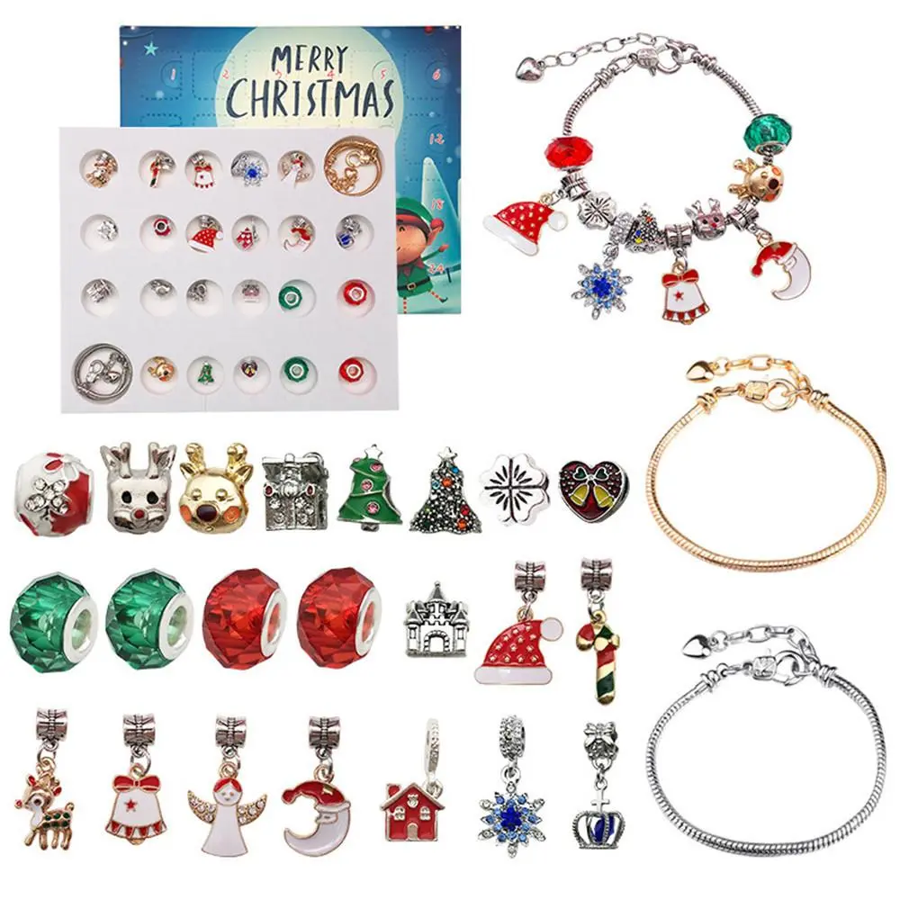Creative Cute 24-Day Countdown Calendar Bracelet Box Set, Perfect Christmas Gift, Festive Decoration, Unique Cultural Products